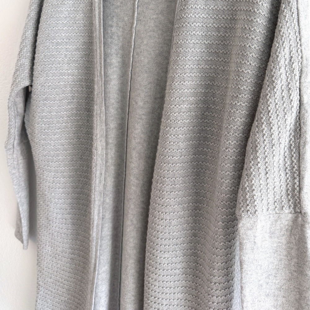 Tahari Womens Gray Cotton Cashmere Textured Open Front Longline Cardigan Size S - Picture 3 of 7